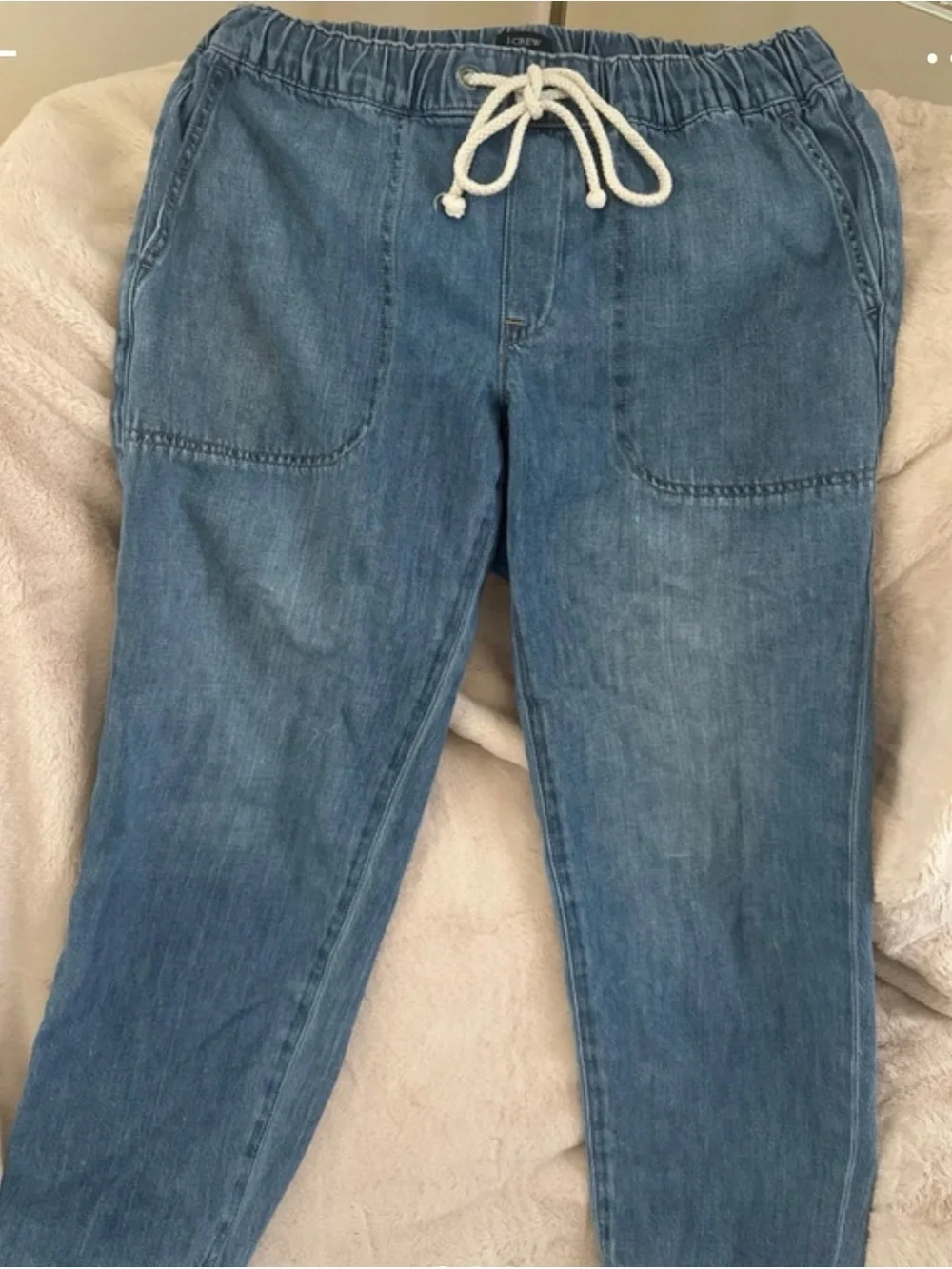 J. Crew Light Blue Denim Ankle Crop Jeans with Drawstring